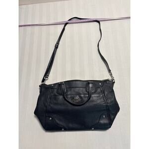 Coach Black Pebbled Leather Satchel Crossbody Bag